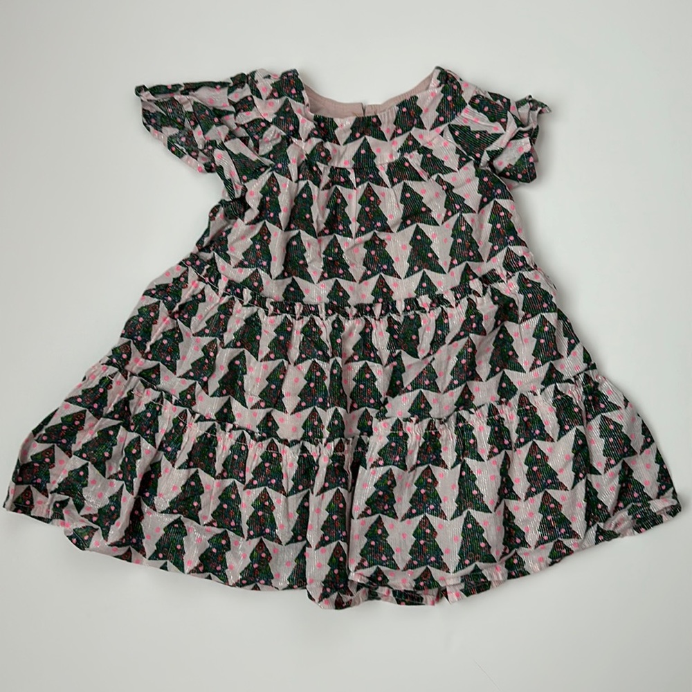 Crewcuts pink and green Christmas tree dress